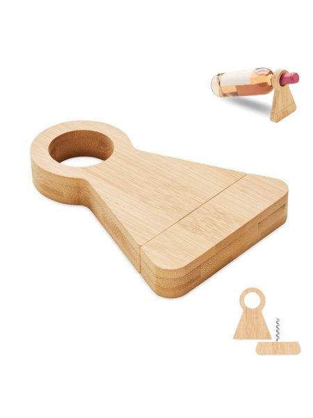 Portabottiglie personalizzabile bambù con cavatappi FSC STANDTURN