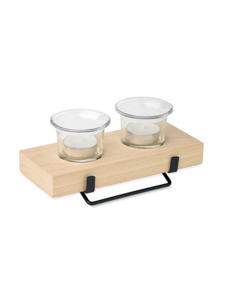 Portacandele personalizzabile legno e metallo 2 tealight IRONDLE