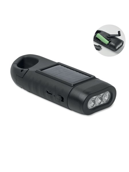 Torcia personalizzabile LED solare dinamo ABS riciclato Cranch