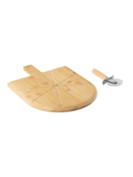 Tagliere pizza personalizzabile bambù con tagliapizza Napolitana