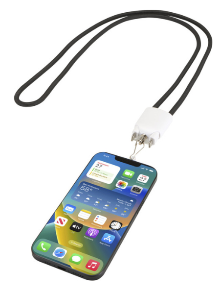 Cavo di ricarica 5-in-1 65W con lanyard in plastica riciclata Ion