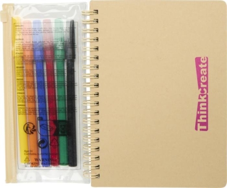 Taccuino B6 personalizzabile con copertina rigida e pennarelli Squiggle