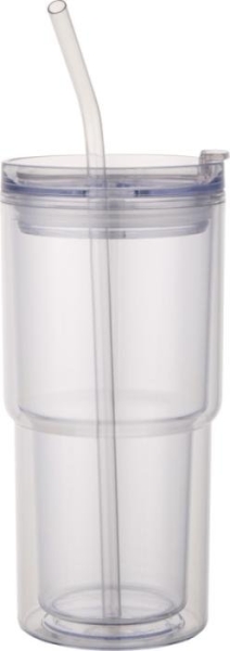 Bicchiere in plastica 480 ml personalizzabile con cannuccia Archer