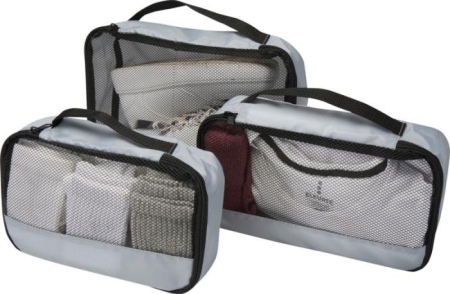 Sacchetti da viaggio in materiale riciclato GRS Jet - set da 3