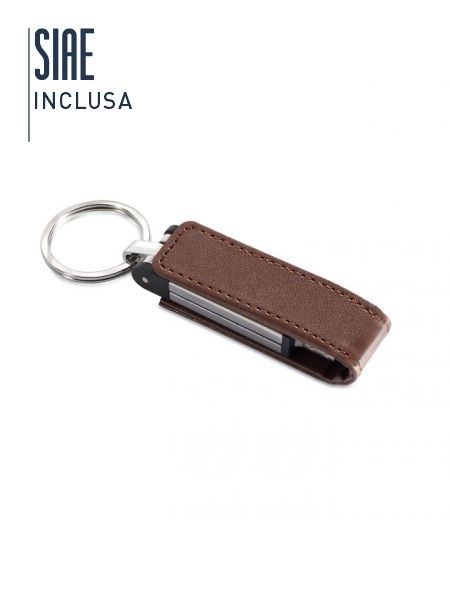 Chiavette personalizzate USB in metallo e pelle con anello
