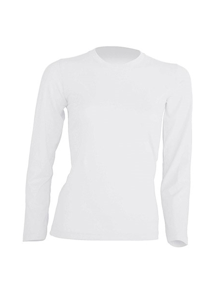 T-shirt donna manica lunga bianca JHK 100% cotone 160 gr