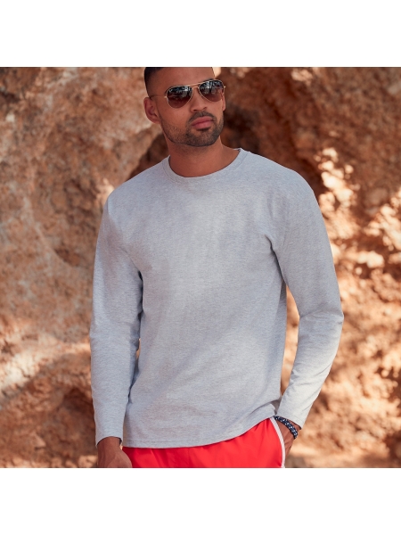 T-shirt uomo manica lunga colorata Fruit of The Loom 100% cotone 165 gr
