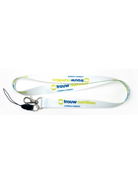 Lanyard personalizzati in poliestere 25 mm. con moschettone e clip portacellulare