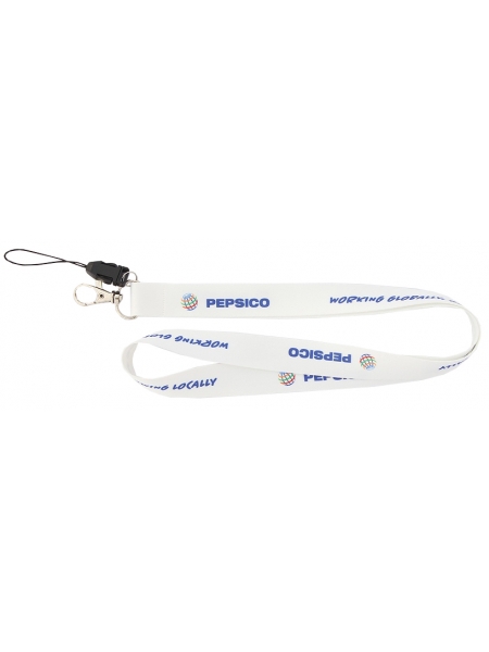 Lanyard personalizzati in poliestere 20 mm. con moschettone e clip portacellulare