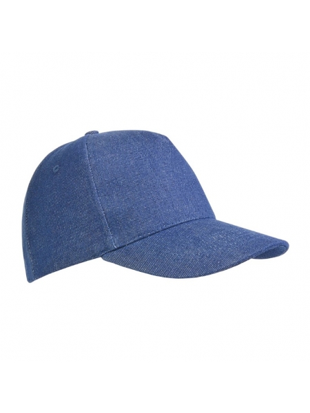 Cappellino in cotone pesante effetto jeans, 5 pannelli