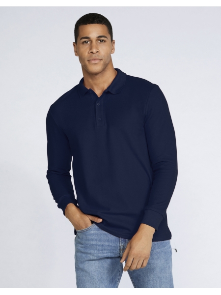 Premium Cotton Adult Double Piqué Polo LS - GILDAN