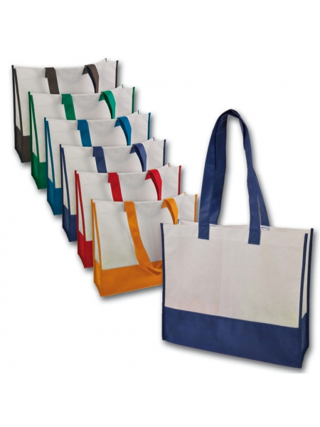 Shopper personalizzate bicolori in tnt 40x35x12 cm