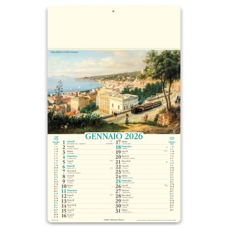 Calendari illustrati avoriati personalizzati Napoli Antica 31 x 52,5 cm