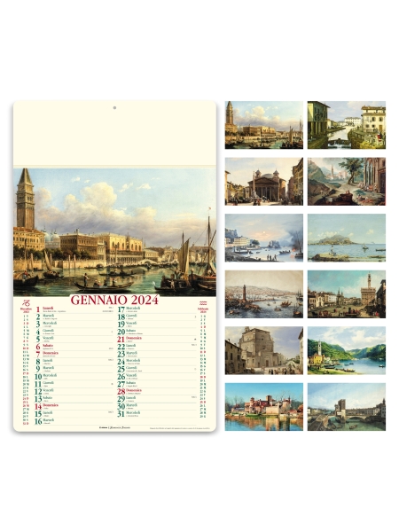 Calendari illustrati avoriati personalizzati Italia Antica 31 x 52,5 cm