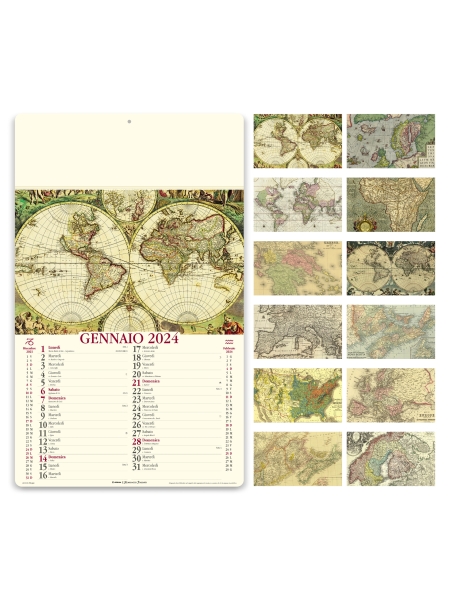 Calendari illustrati avoriati Antiche Mappe 31 x 52,5 cm