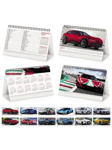 Calendari da tavolo illustrato personalizzato Auto Sportive 19 x 14,5