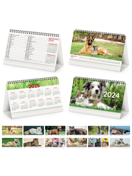 Calendari da tavolo personalizzato Cani e Gatti 19 x 14,5 cm