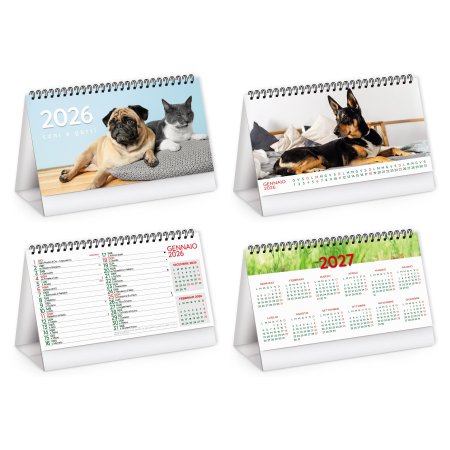 Calendari da tavolo personalizzato Cani e Gatti 19 x 14,5 cm