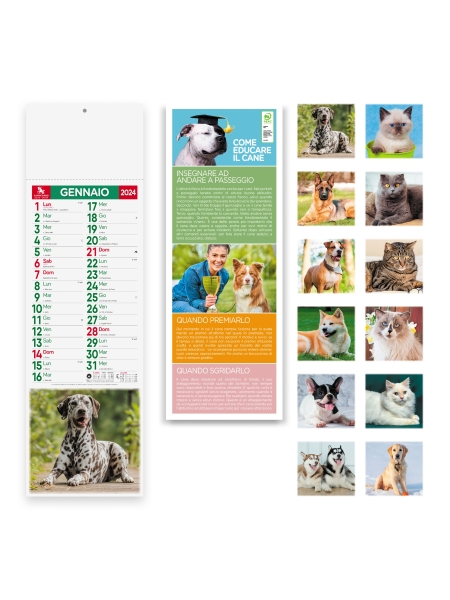 Calendari silhouette personalizzati Cani e Gatti 14 x 47 cm