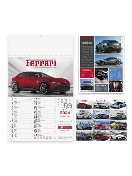 Calendari Olandesi illustrati personalizzati Auto Sportive 29 x 47 cm