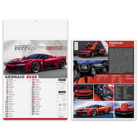 Calendari Olandesi illustrati personalizzati Auto Sportive 30 x 47 cm