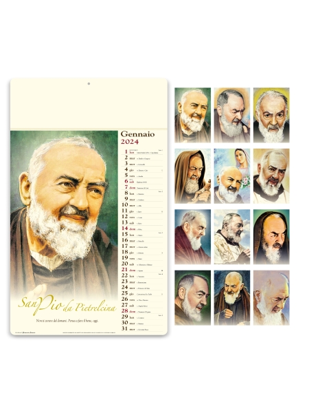 Calendari illustrati avoriati personalizzati San Pio 31 x 52,5 cm