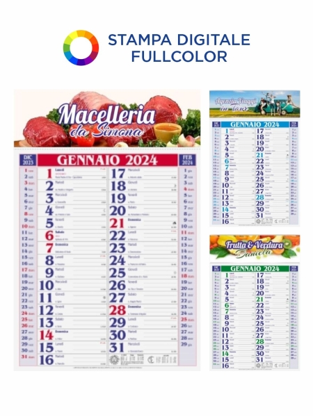 Calendari Olandesi personalizzati in Quadricromia 29 x 42,5 cm