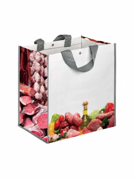 Shopper personalizzate in polipropilene Carni e Salumi 35x34,5x22 cm