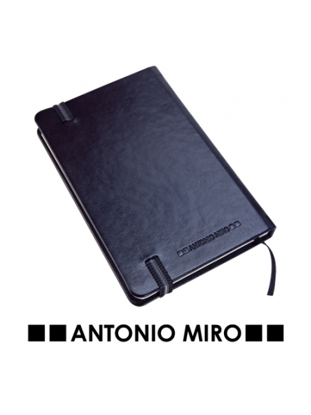 Block notes in pelle PU nera cm 9,5x14,5x1,5 con elastico e segnalibro
