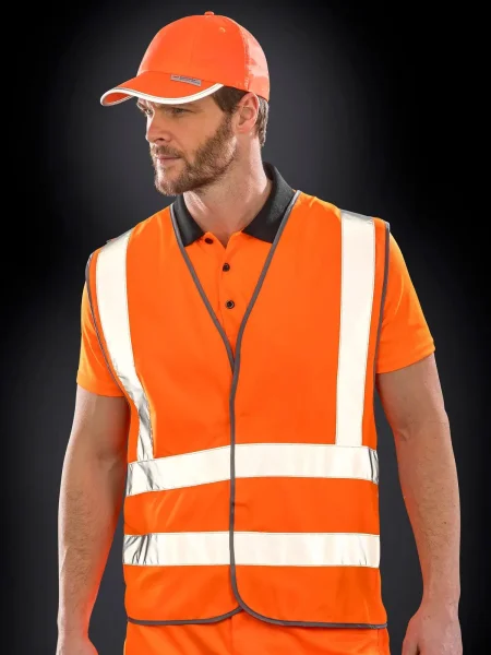 Gilet catarifrangente in poliestere con strisce di sicurezza