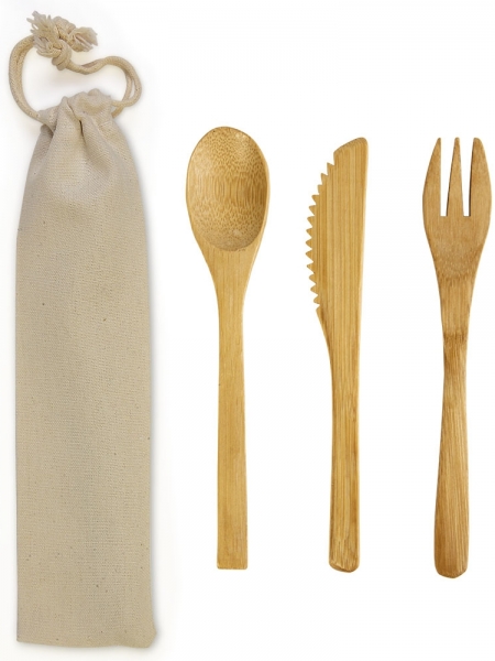 Set posate in bamboo personalizzato Ecologic