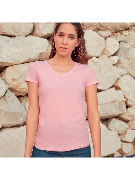 T-shirt Donna Valueweight scollo a V colorate  Fruit of the Loom