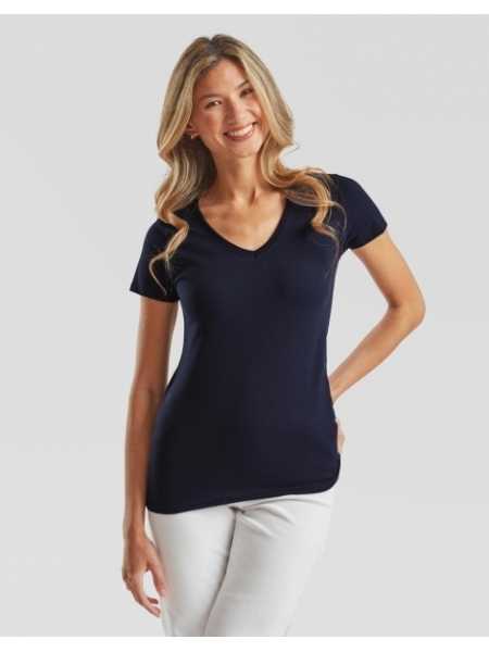 Maglietta donna personalizzata Fruit of the Loom Ladies Valueweight V-Neck T