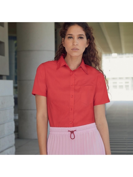 Camicia Donna Poplin Shirt Short Sleeve Fruit of the Loom
