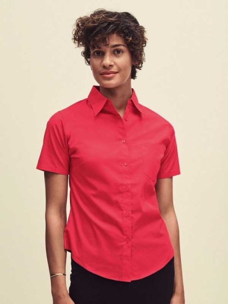 Camicia donna personalizzata Fruit of the Loom Poplin Shirt Short Sleeve