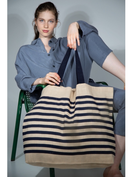 Shopper personalizzate in juta con manici in cotone 72x48x15 cm