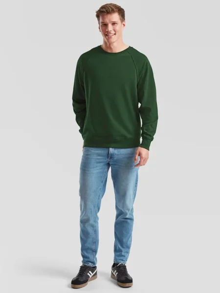 Fruit Of The Loom Felpa Uomo Raglan Grigio Mélange XXL - Colletto Tondo, Cotone Poliestere 260g/m²
