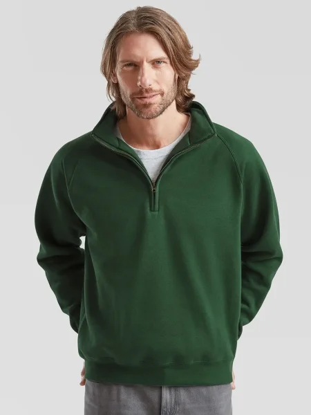 Felpa unisex personalizzata Fruit of the Loom Premium Zip Neck Sweat