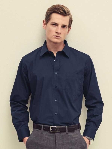 Camicia uomo personalizzata Fruit of the Loom Poplin Shirt Long Sleeve