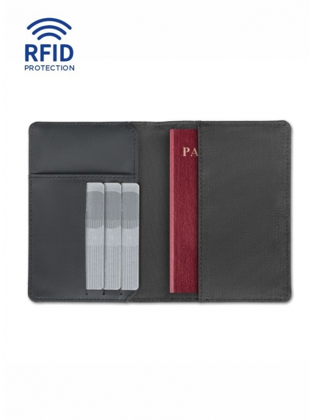 Porta passaporto RFID in poliestere tono su tono