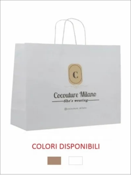 Buste di carta kraft 45x14x36 cm personalizzazione full in area centrale