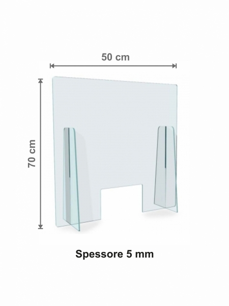 Barriera plexiglass da banco parafiato spessore 5 mm cm 50x70