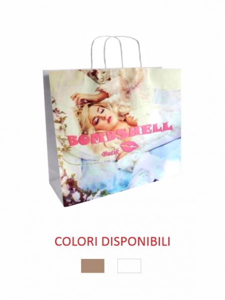 Busta in carta 22x10x22,5 cm - Personalizzazione full color Stampa totale
