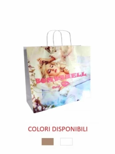 Busta in carta kraft 22x10x22,5 cm - Personalizzazione full color Stampa totale