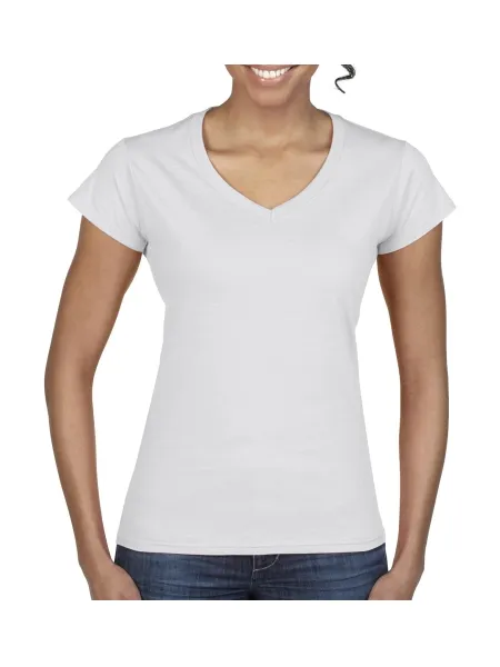 MAGLIETTA T-SHIRT DONNA Scollo V Incrocio Seno Manica Corta Elastica Nuova EUR 19,90 - IT - Foto 2