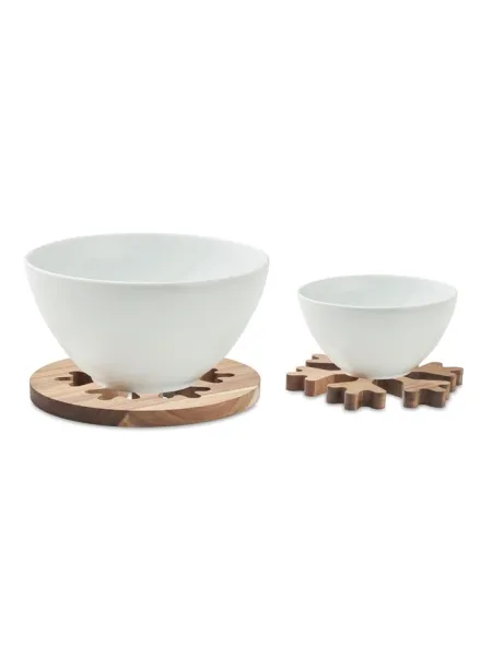 Set Sottopentola In Legno Xurise: 5 Pezzi A Forma Di Mulino A Vento + Supporto, Naturali E Multiuso - 5
