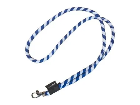 Lanyard tubolare 2 colori in nylon tessuto con etichetta jacquard