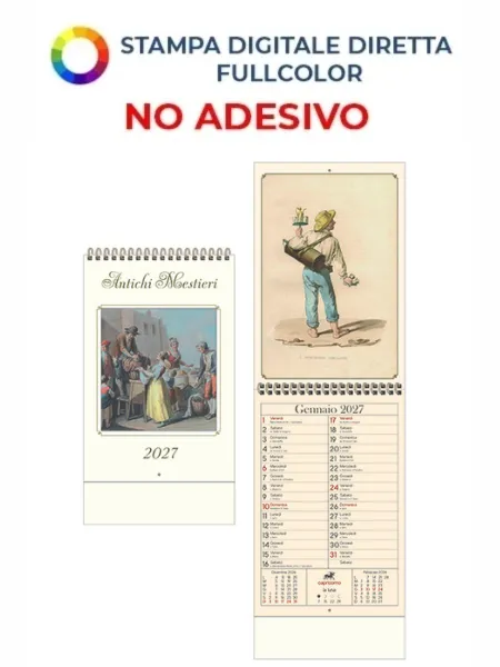 Annuario illustrato spiralato personalizzabile Antichi Mestieri 15,5 x 54 cm
