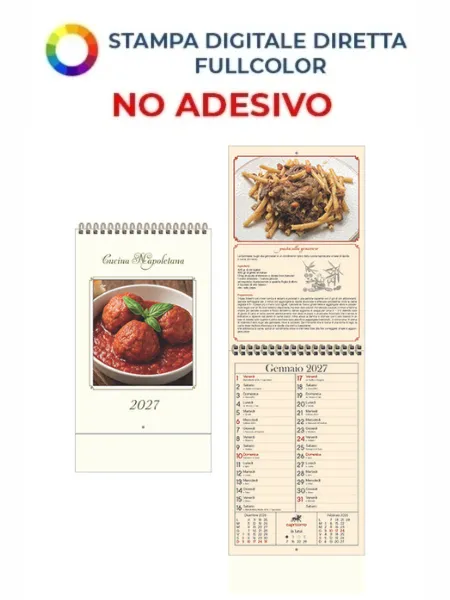Annuario illustrato spiralato personalizzabile Cucina Napoletana 15,5 x 54 cm